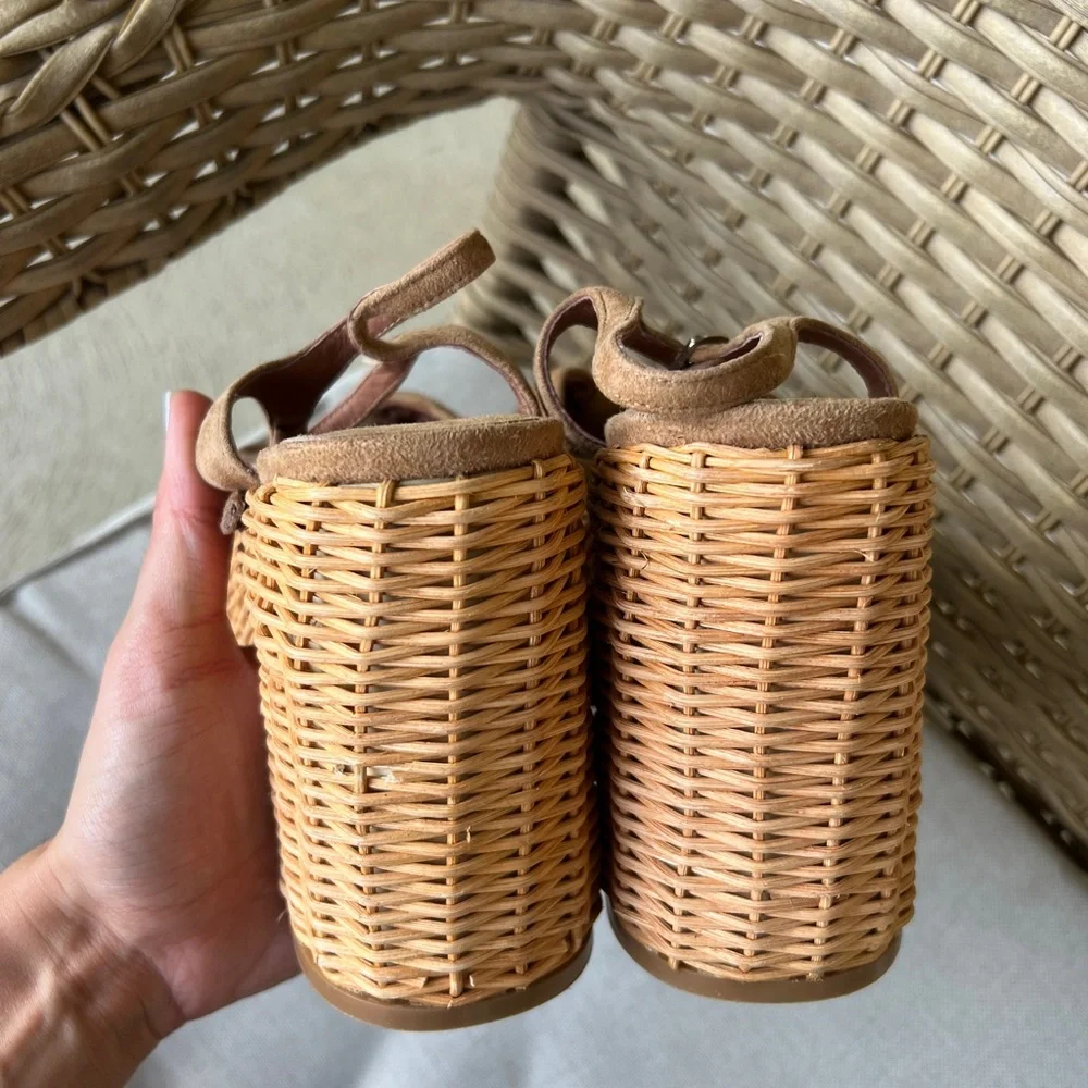 Jeffrey Campbell Tea Party tan Suede Open Toe Block Ankle Strap Platform Sandal - Picture 6 of 13